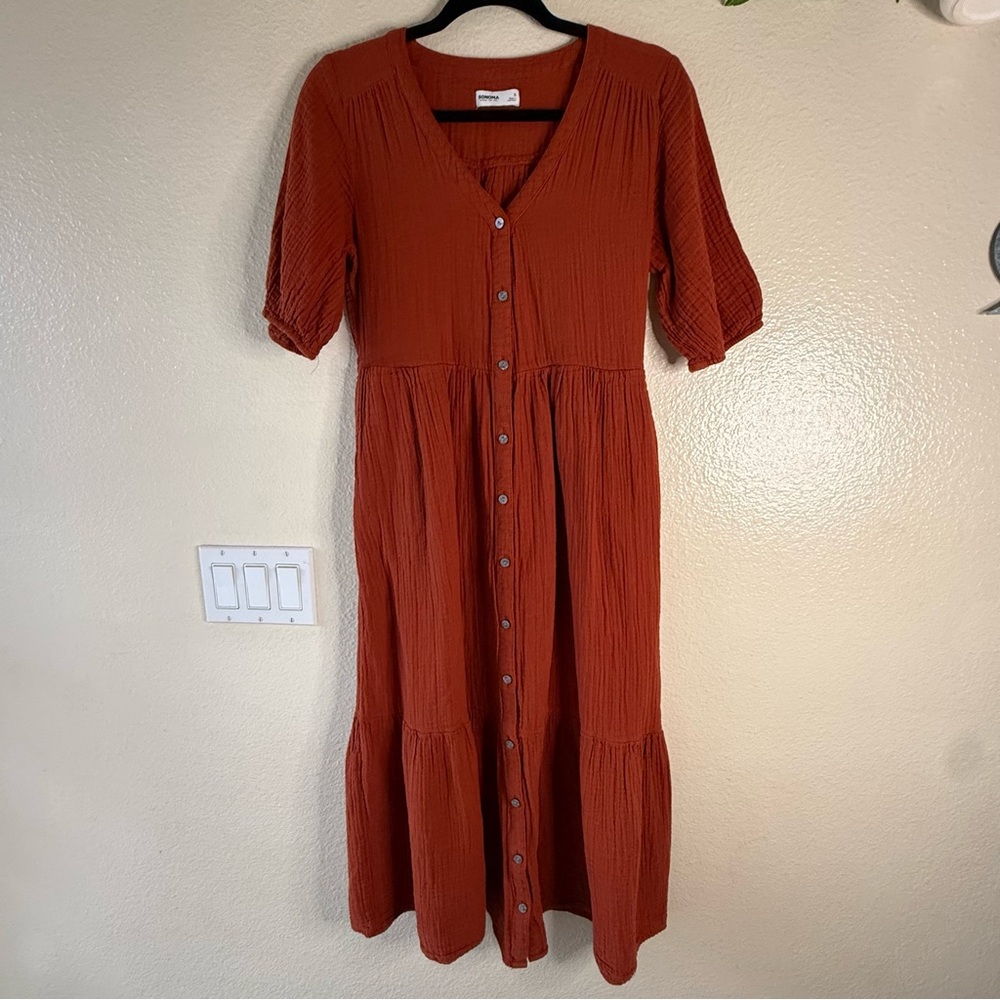 Sonoma Terracotta Button-Front Dress